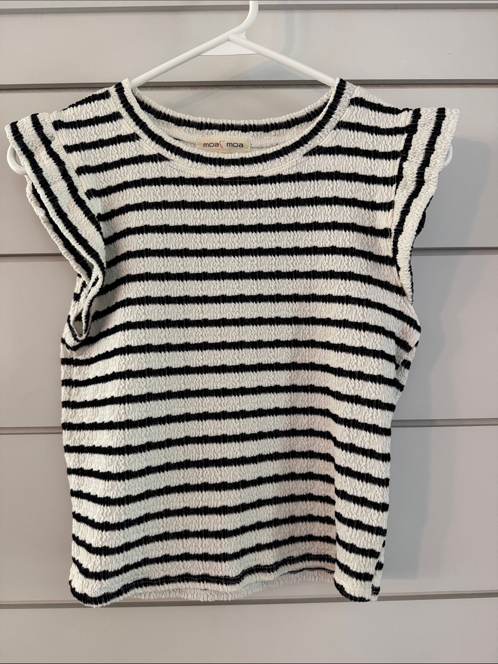 Moa Moa Black & White Striped Sleeveless Knit Tank